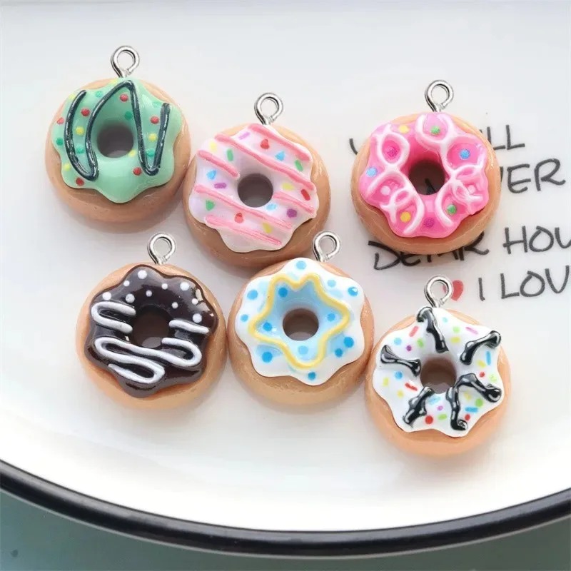 Women Bags Mini - 10Pcs Resin Donut Charms Colorful Mini