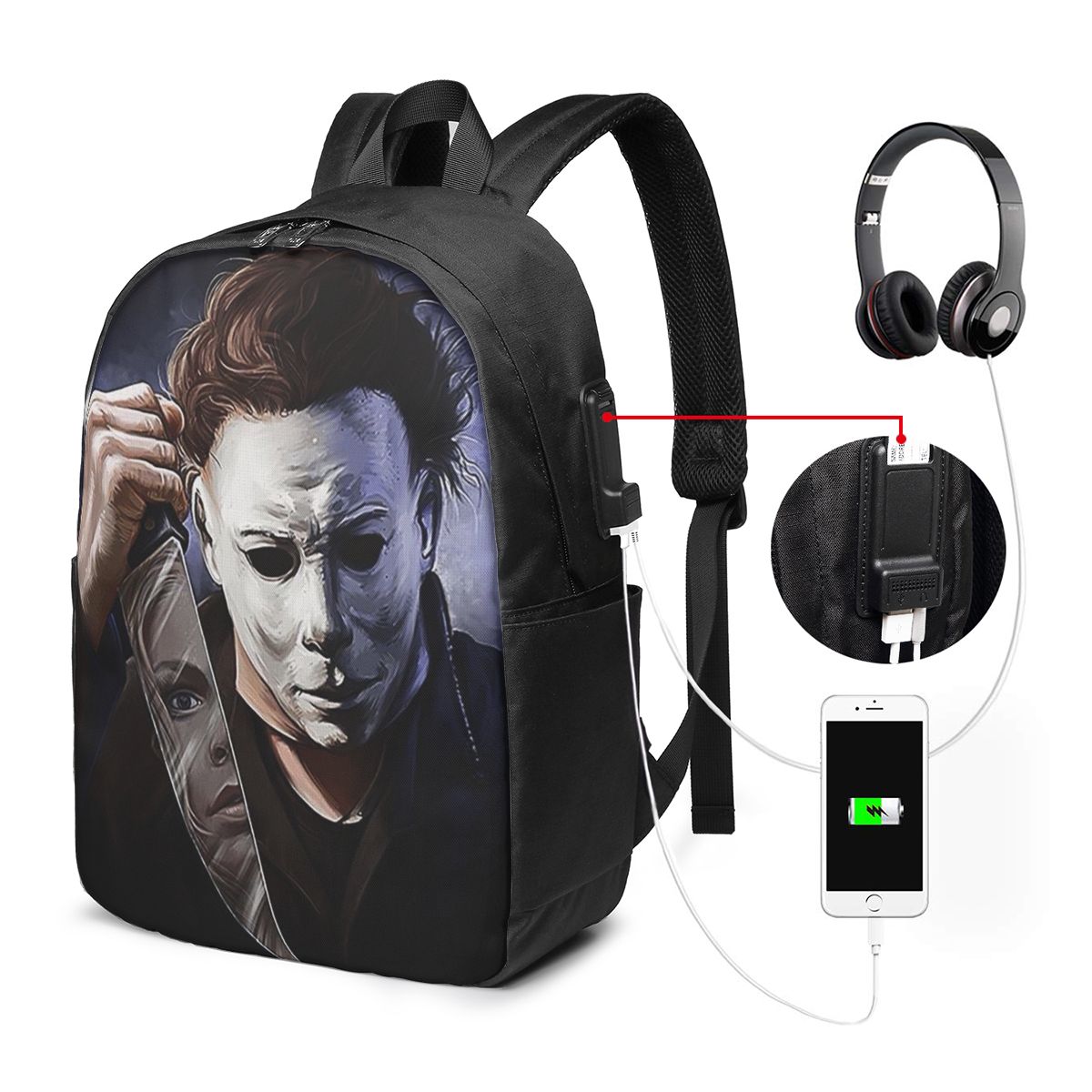 Women Bags For Laptop - Michael Myers Backpack Travel Notebook Bag