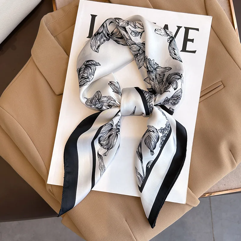 Women Bags Online - 70*70cm Luxury Floral Print Silk Square