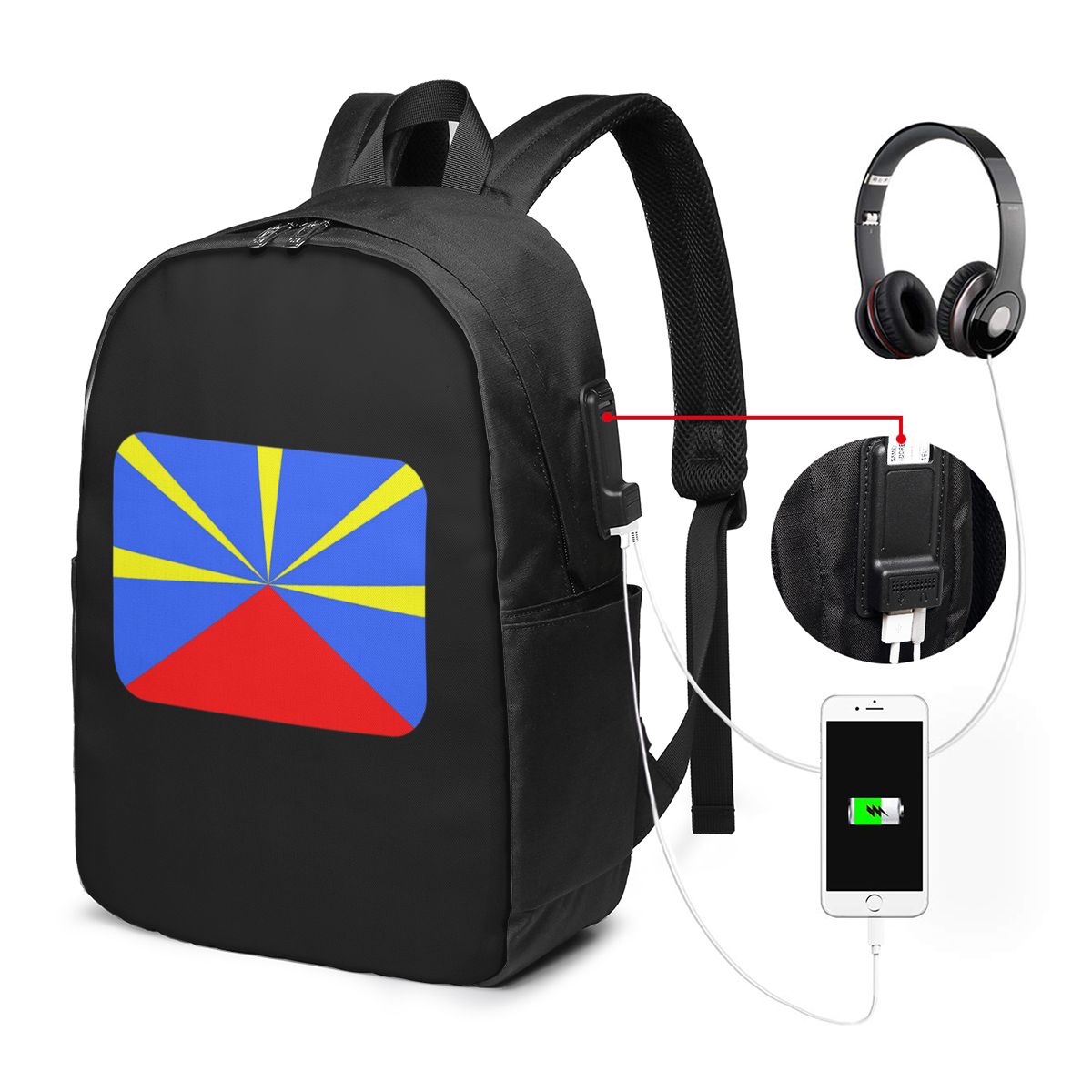 Women Bags For Laptop - 974 Reunion Island Flag Backpack Travel