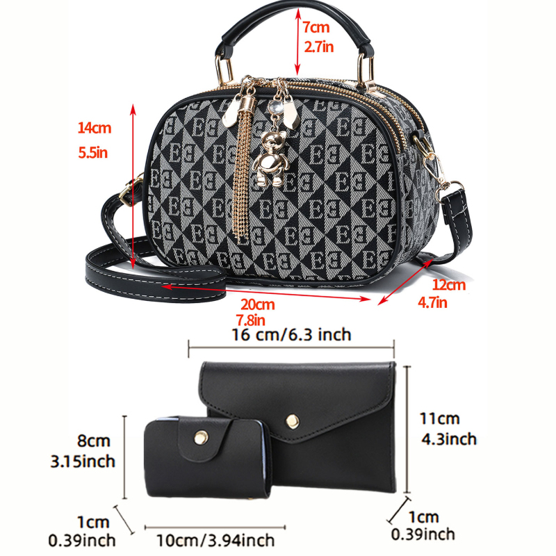 3-piece letter print mini roun - đánh giá và giá Women Bags Mini