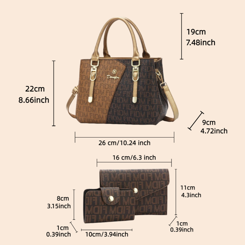 3-piece women's bag set, luxur - đánh giá và giá Women Bags Leather