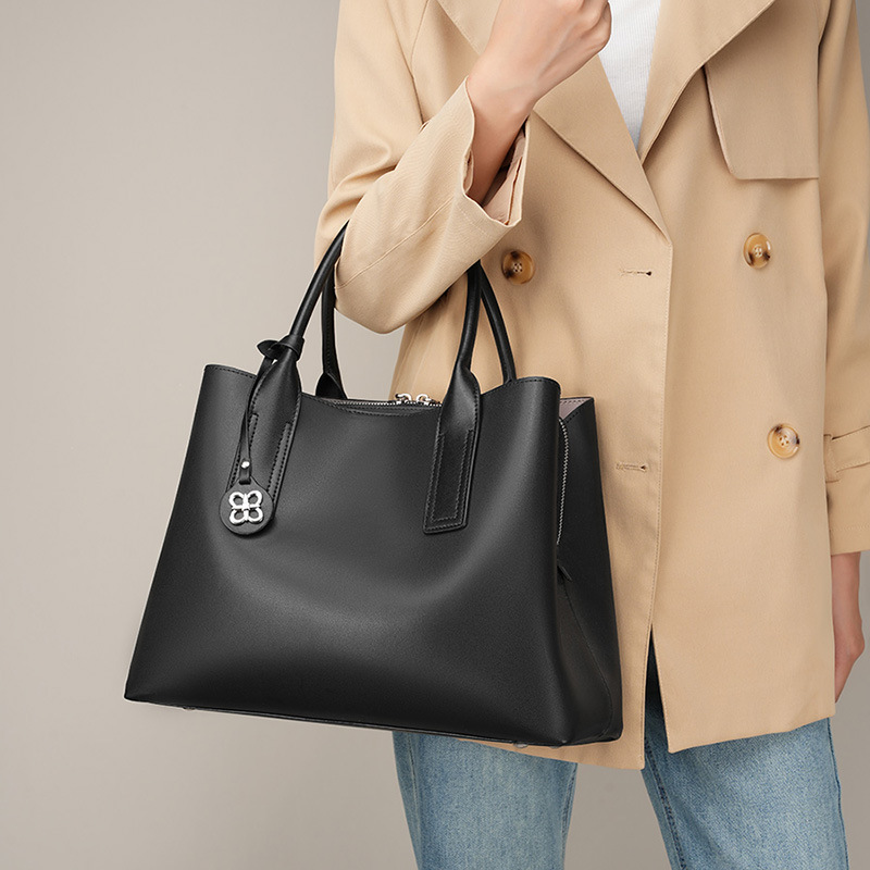 Women Black Genuine Leather St - đánh giá và giá Top Handle Structured