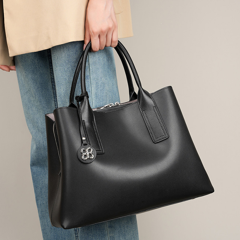 Women Black Genuine Leather St - đánh giá và giá Top Handle Structured