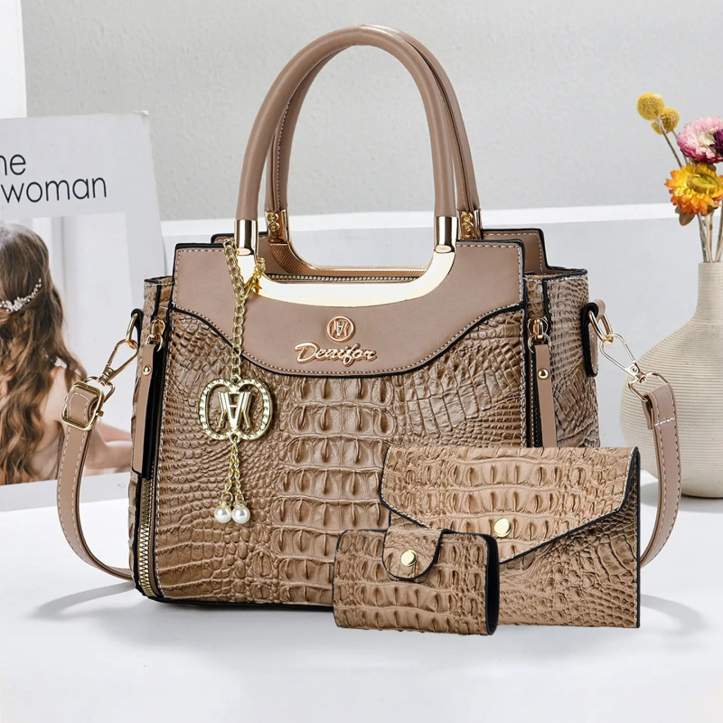 Women's Crocodile Texture Hand - đánh giá và giá Women Bags Leather