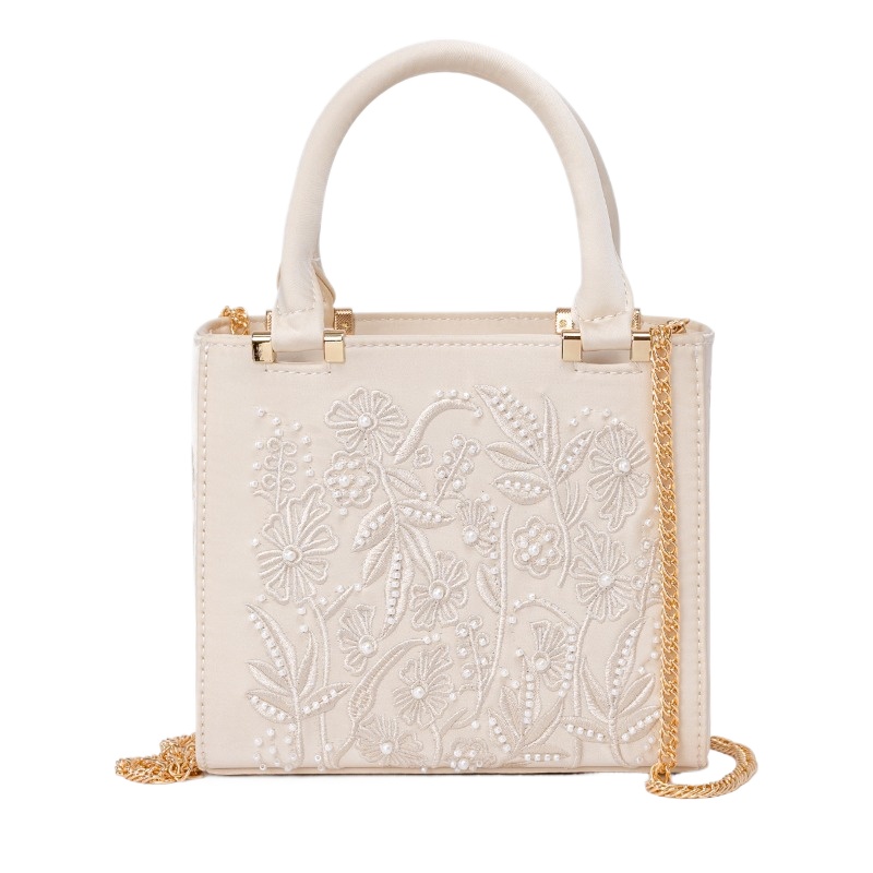 Embroidered Pearl Handbag Vint - đánh giá và giá Top Handle Structured