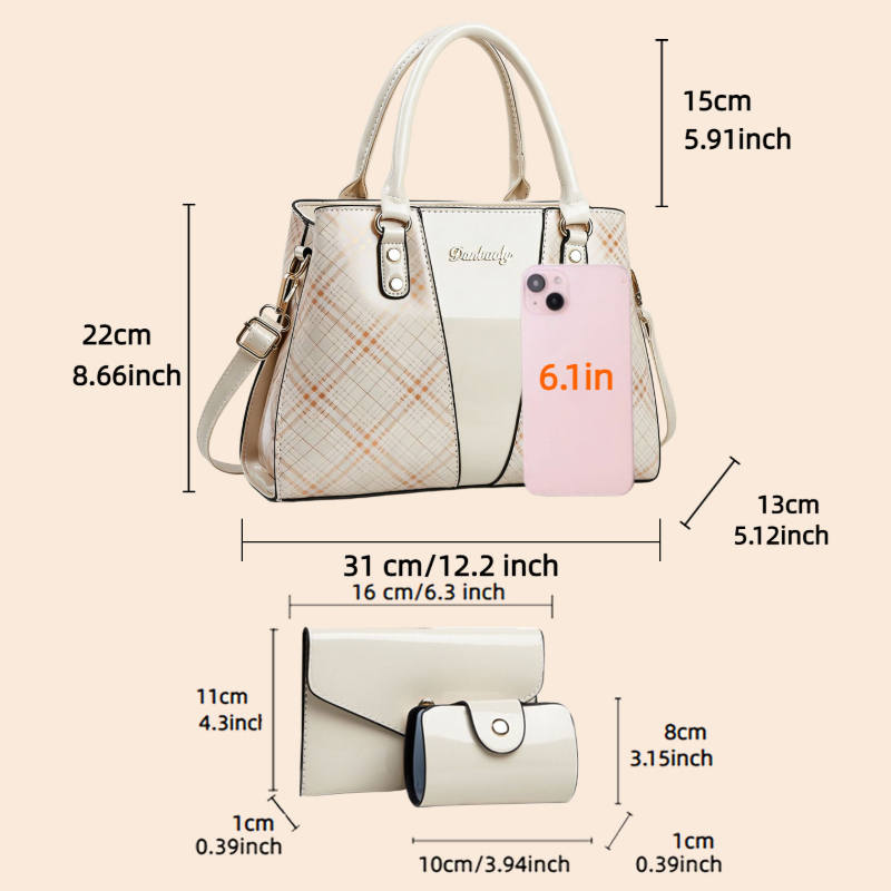 3-piece Women's Bag Set with P - đánh giá và giá Women Bags Leather