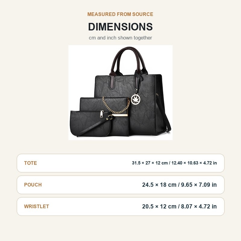 Women's 3 Piece Handbag Set La - đánh giá và giá Top Handle Structured