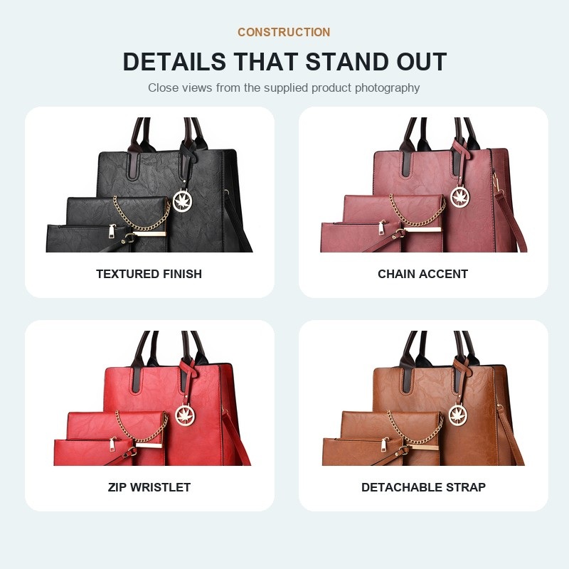 Women's 3 Piece Handbag Set La - đánh giá và giá Top Handle Structured