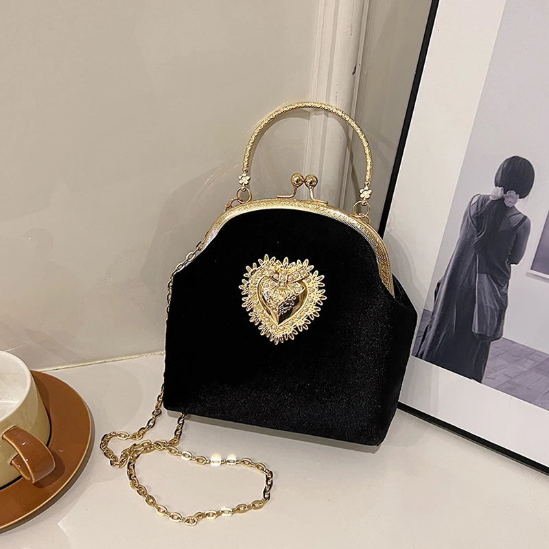 Chains Velvet Frame Heart Dinn - đánh giá và giá Women Bags Sale