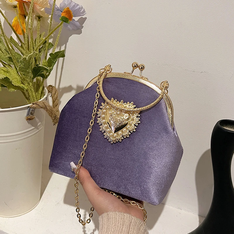 Chains Velvet Frame Heart Dinn - đánh giá và giá Women Bags Sale