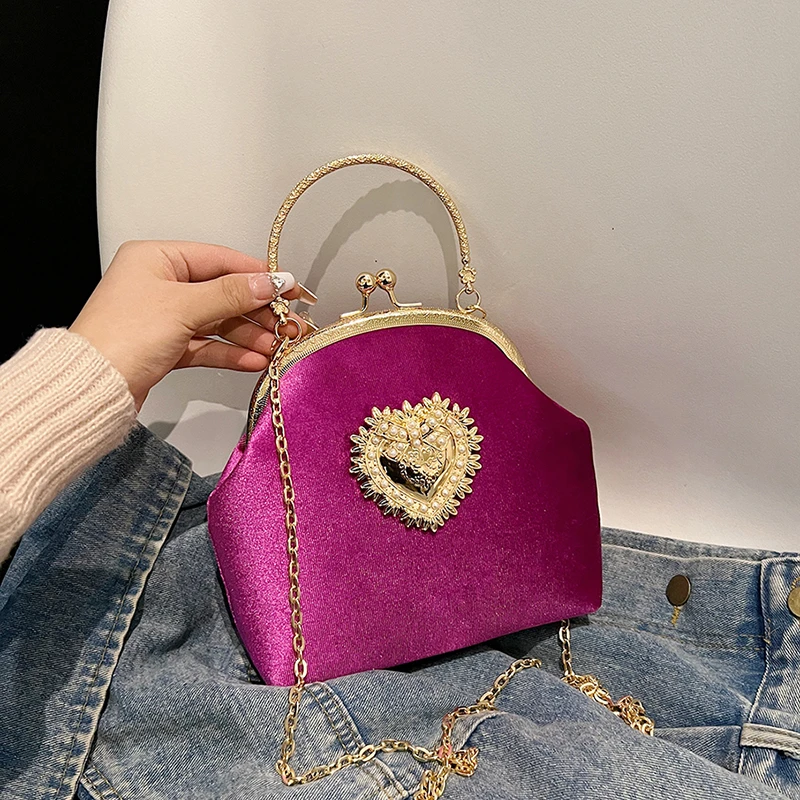 Chains Velvet Frame Heart Dinn - đánh giá và giá Women Bags Sale