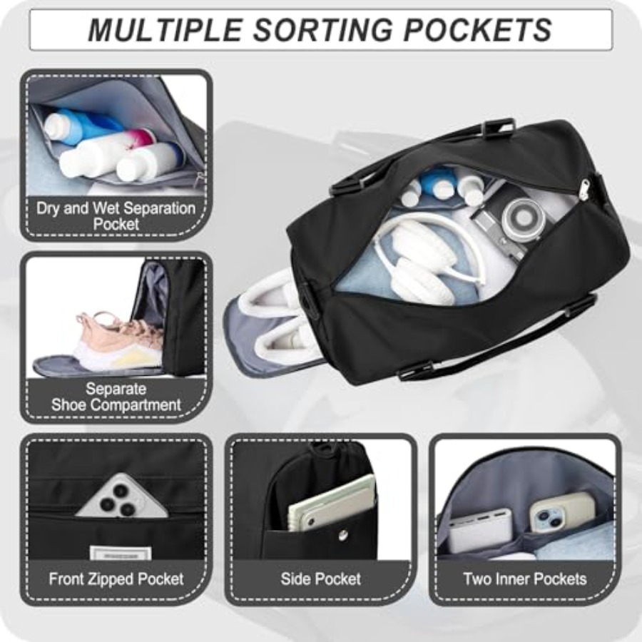 Small Black Sports Gym Duffel  - đánh giá và giá Women Bags Leather