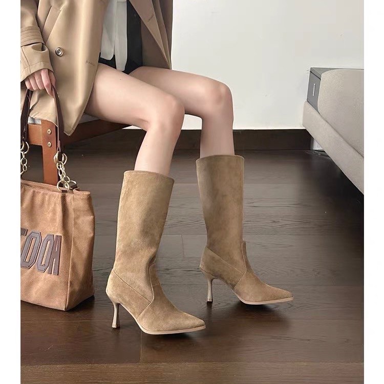 Cow Suede Mid-calf Modern Boot - đánh giá và giá Women Bags Sale