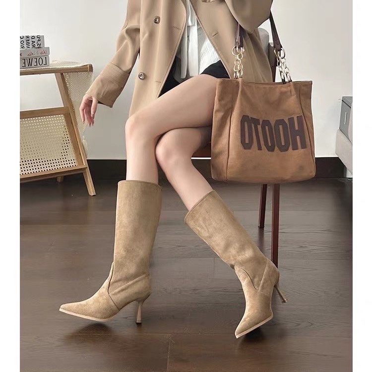 Cow Suede Mid-calf Modern Boot - đánh giá và giá Women Bags Sale